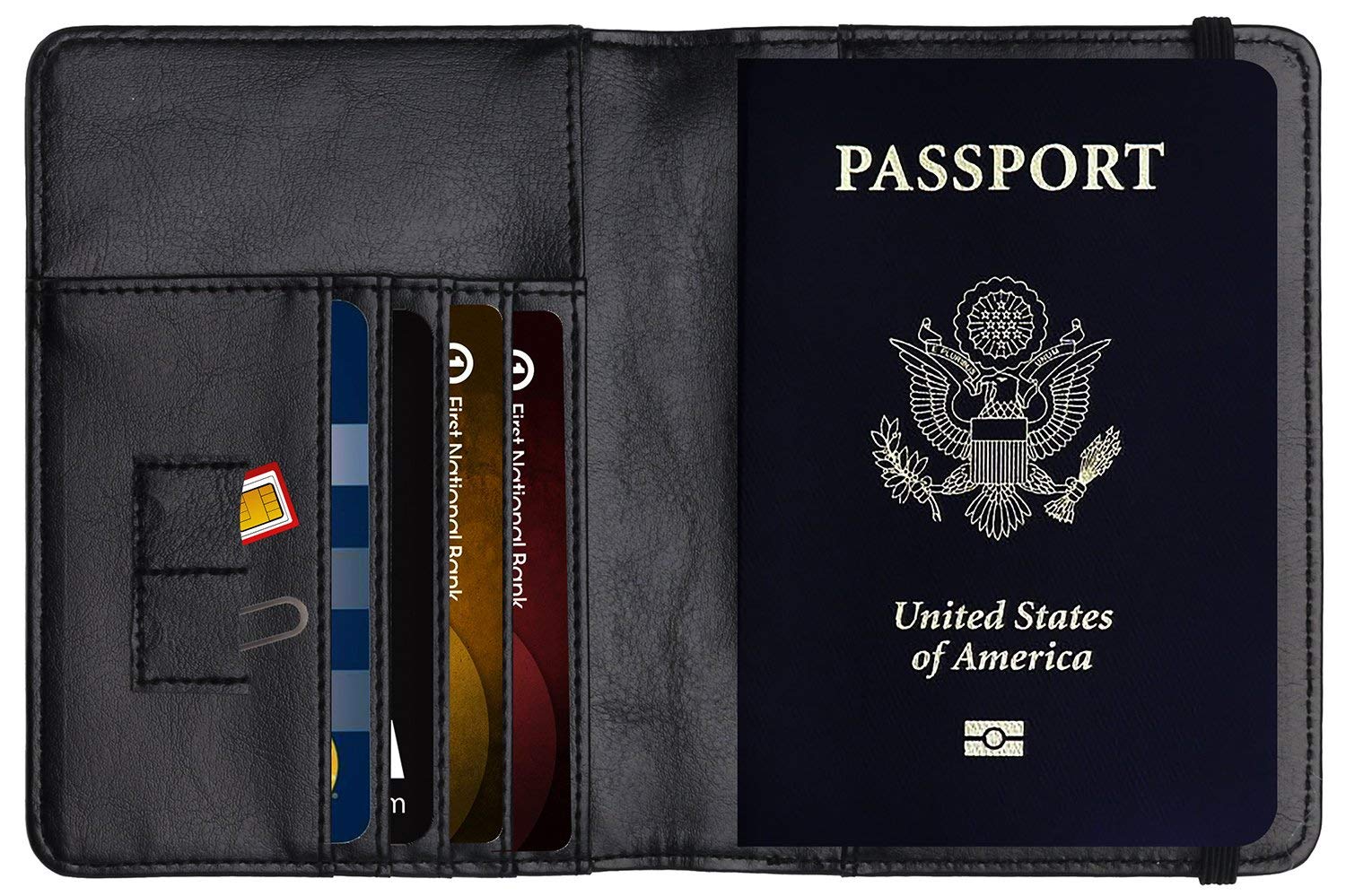 Black Multi-Purpose PU Leather Passport Cover for Men & Women MoKo RFID Blocking Passport Holder Travel Wallet
