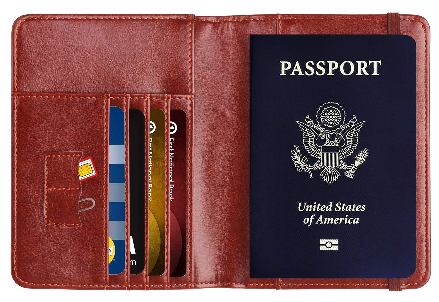 BAPHITY Genuine Leather Passport Holder Cover Wallet RFID Blocking Luxury  and Simple (Brown)