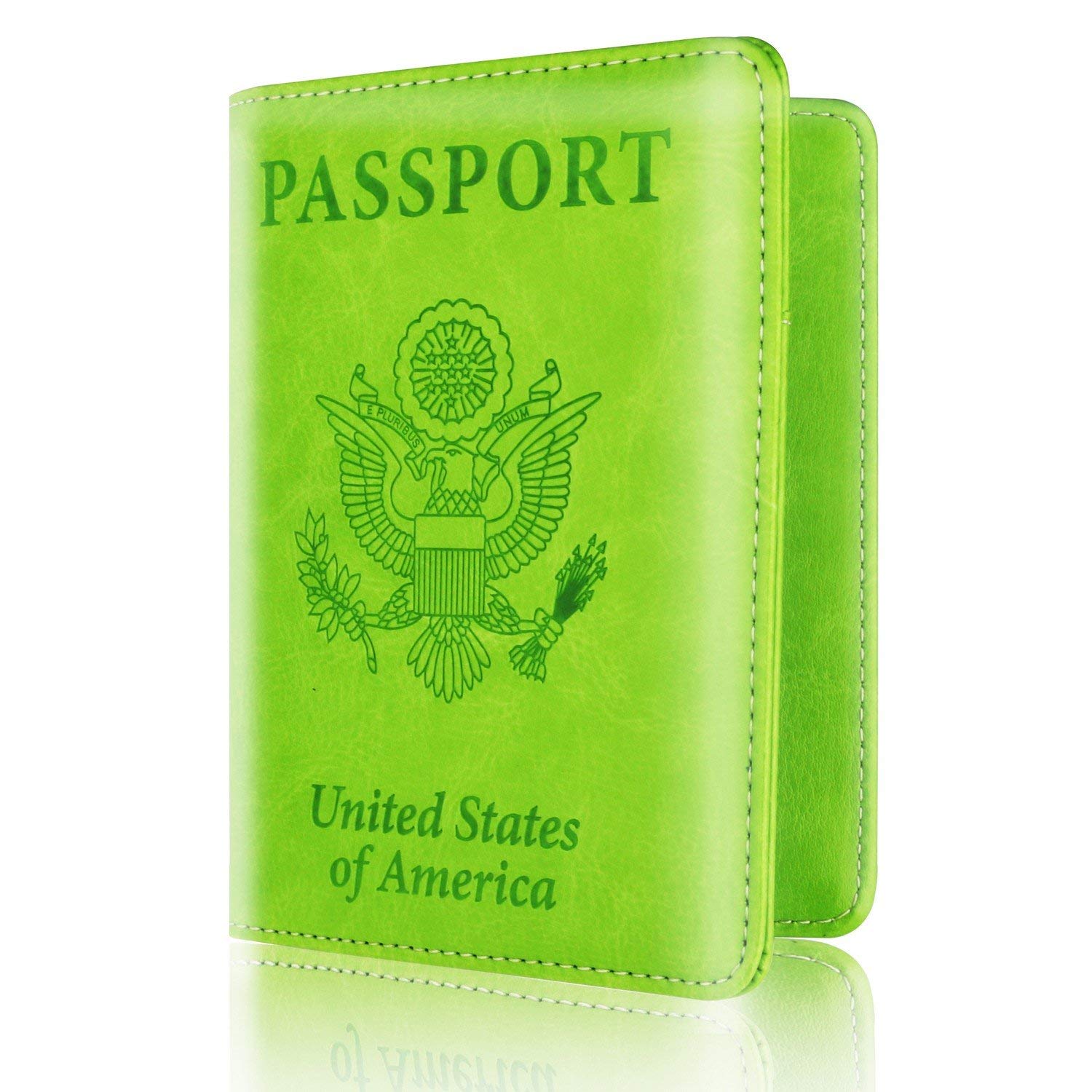 Leather Passport Holder Cover Leather Rfid Blocking Passport Wallet Case for Men Women, Green