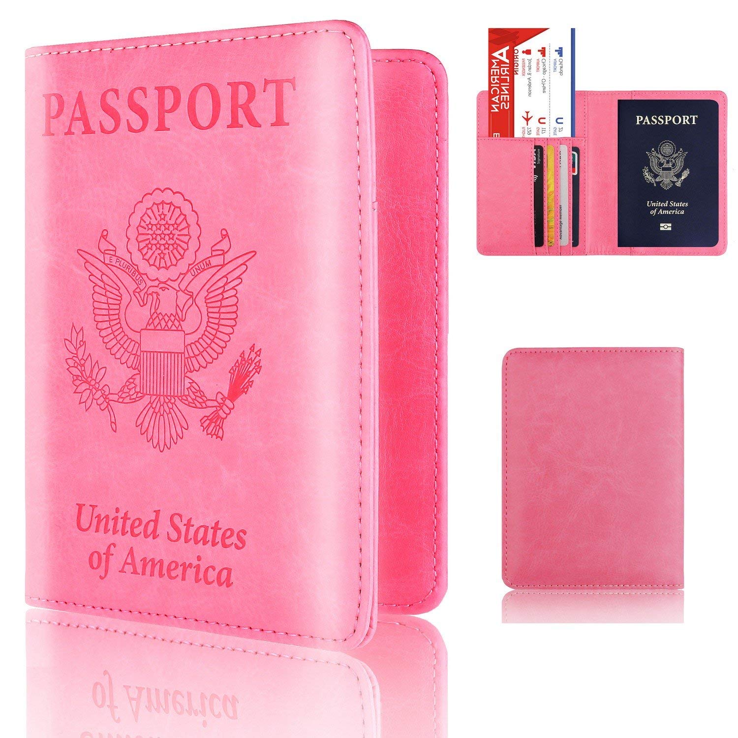 Pink flamingo Passport Holder cover eco leather pinky design cute wallet 