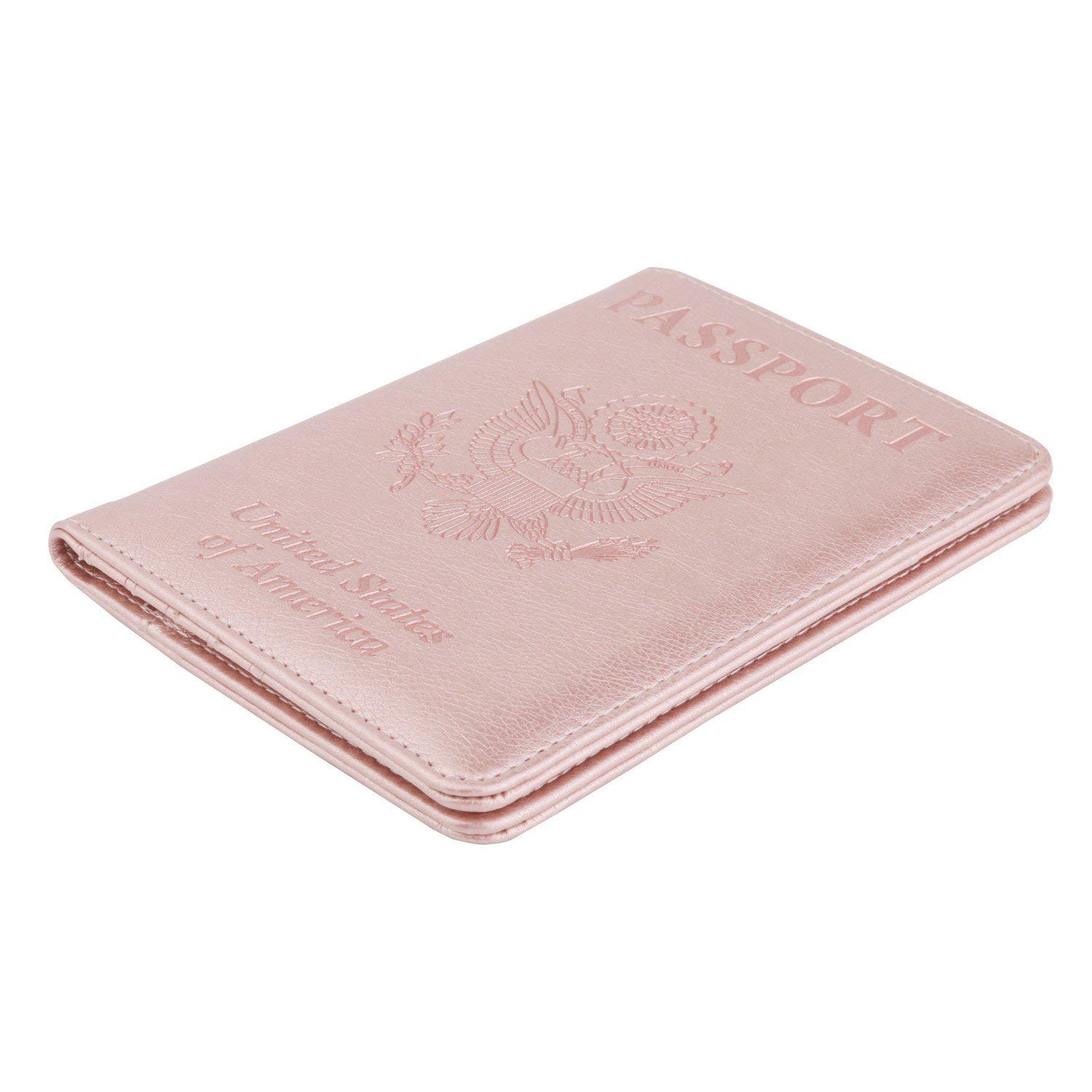 Rose Gold MoKo Passport Holder PU leather Travel Case Cover for Passport 